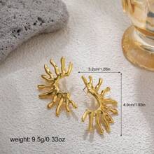 1 par de pendientes de botón con adornos de corazón, mariposa, sol, luna, estrella de mar y flor hueca de aleación de zinc con tono dorado de moda para mujeres