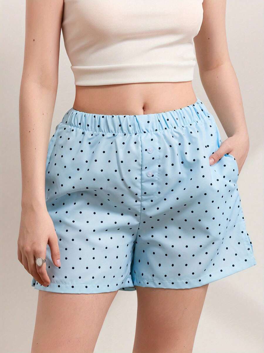 Womens Button Front Shorts Casual Elastic Waist Plaid/Striped Print Lounge Shorts Going Out Pants - Multicolor - View 1