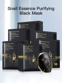 5pcs Snail Essence Deep Cleansing & Moisturizing Mask 25ml, Repairing And Anti-Aging, Low Allergenicity, Containing Snail Secretion Filtrate, Tea Extract, And Glycerin, Suitable For Morning And Night Use, Unisex For All Skin Types