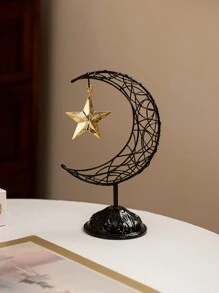 1 đồ trang trí nghệ thuật bằng sắt hình mặt trăng và ngôi sao, màu vàng và đen, phong cách sang trọng và sáng tạo, cầm tay, thích hợp cho gia đình, bàn ăn, máy tính để bàn, lễ hội, khách sạn, phòng khách, trang trí Al-Fitr - Nhiều màu - Xem 14