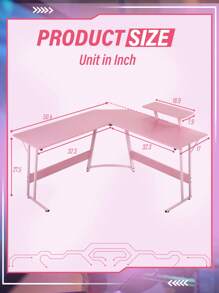 L Shaped Desk Corner Gaming Desk Computer Desk With Large Desktop Studying And Working And Gaming For Home And Work Place - Pink - View 2