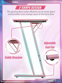 L Shaped Desk Corner Gaming Desk Computer Desk With Large Desktop Studying And Working And Gaming For Home And Work Place - Pink - View 3