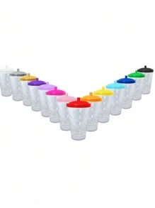 15 Twister Cups 400ML Colored Lid And Transparent Straw - 綠色水晶玻璃 - 查看 2