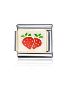 1 pieza Componente para hacer joyas de acero inoxidable, un brazalete modular para pareja con cuentas en forma de fruta y verdura, apto como regalo del Día de San Valentín 2025, para fiestas o accesorios diarios - Multicolor - Ver 23