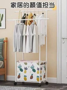 Perchero Para Ropa, Organizador de Ropa con Rueda, Perchero de Doble Barra para Ropa, Estante De Ropa Ajustable De Doble Barra Con Estantes De 3 Niveles, Organizador de Ropa con Ruedas - Negro - Ver 6