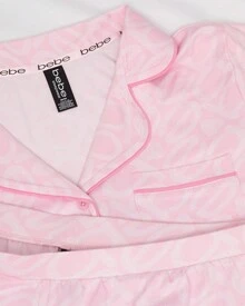Bebe Pajama Set For Women, Stretch Rayon Knit Short Sleeve PJs For Women Set, Ladies Pajamas Sets - 淺粉紅色石南花 - 查看 4