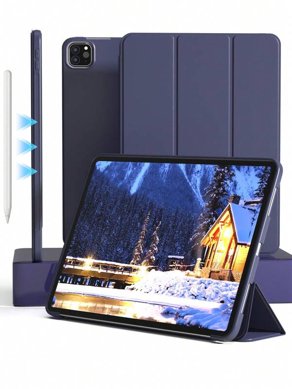 Solid Color Tablet Protective Case, Soft Anti-Fall Protection, Ultra-Thin/Smart Stand/Auto-Wake Protective Case For IPad Pro 11 Inch, IPad Air 11 (M2), IPad Pro 11 (M4), 2024 IPad Mini 4/5/6/9.7/10.2/10.5, IPad Air 4/5, IPad 10th, IPad 10.9, IPad Pro 11 Inch, IPad Air 11 (M2), IPad Pro 11 (M4) 2024 Honeycomb Cooling Design Lightweight-Navy Blue