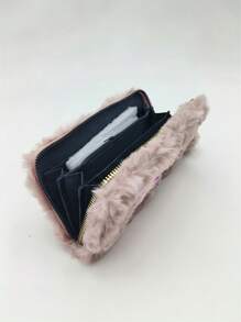 Billetera Cartera Bolso De Mujer De Peluche. - Oro rosa - Ver 2