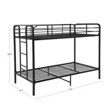 Your Zone Kids Metal Twin Over Twin Quad Bunk Bed With Ladder And Guardrails, Black - 黑色 - 查看 4