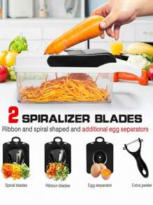 26 合 1 带手柄蔬菜切碎机、多功能蔬菜切片机和切丝机、螺旋切片机、曼陀林切片机、带容器的水果沙拉切丁机、适用于番茄、土豆、大蒜、蔬菜、胡萝卜、厨房工具