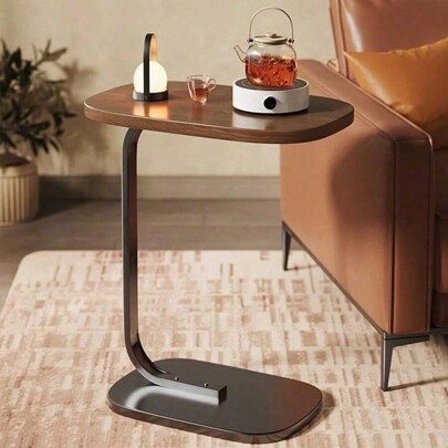 1pc Minimalist Small Coffee Table, Home Use Bedside Table, Movable Sofa Side Desk, Simple Corner Table, Small Living Room Table, Balcony Tea Table With Shelf