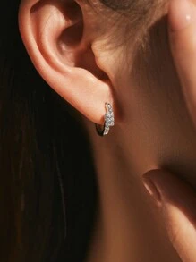 Bông tai MODIAN D Moissanite tối giản, bạc sterling 925, thiết kế hai hàng tinh tế, món quà trang sức cao cấp dành cho phụ nữ. - Bạc - Xem 2