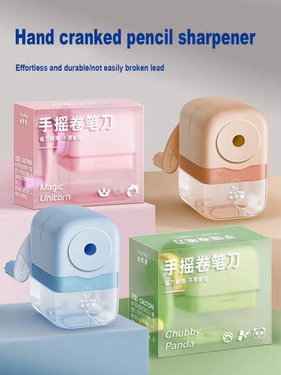1pc Hand-Cranked Pencil Sharpener, Cartoon Cute Design, Multi-Function Rotary Pencil Sharpener, Minimalist Portable Small Twist Pencil Sharpener, Suitable For Artists To Sharpen Colored Pencils, For Both Men And Women