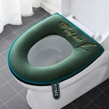 Tapis de WC doux et chaud pour l'hiver, housse de siège de toilette universelle avec fermeture éclair et poignée amovible, imperméable et lavable. Décoration de salle de bain pour l'été