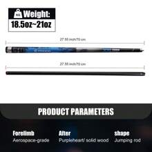 Taco de billar de fibra de carbono con efecto "veneno", 2 piezas de 58" palos de billar con agarre de goma, palos de billar profesionales de baja deflexión con junta de acero inoxidable y punta de 12,5 mm, disponible en 4 estilos para elegir libremente