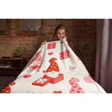 Wedding Gifts Car Seat Blanket Throw Blanket For Bed Gnome Valentine's Blanket, Happy Valentine's Day Blanket, 2025 Valentine's Day Blanket, Anniversary Gift, Couple Fleece Blanket