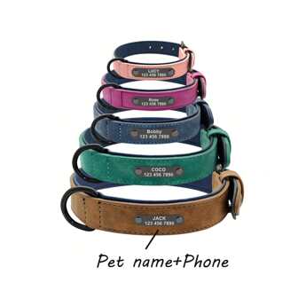 1 pieza Collar personalizado para mascotas con nombre y número de teléfono, correa de 1,2 m, a prueba de escape, apto para perros pequeños, medianos y grandes, accesorio para mascotas para exteriores, regalo de amigo/mascota, ornamento grabado, elegante, de moda, colorido, vintage, lindo, sobrio, personalizado, único, personalizado, para aniversarios, para cumpleaños