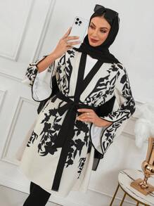 Women's Floral Print Bell Sleeve Arabic Top - Multicolor - View 8