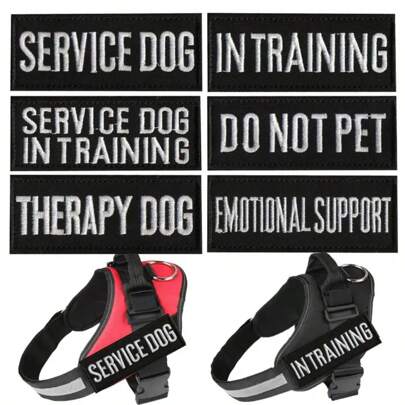 SERVICE DOG 1/6 Packs Service Dog Patches, Removable Do Not Pet Patch For Harness Vest Or Collar, In Training Patches With Hook And Loop Tape (4.3 X 1.6 Inch)