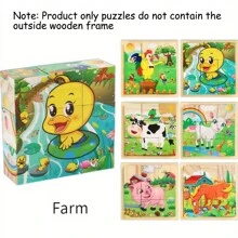 1pc 6 Jigsaw Animal World Farm Animals Puzzle Toys, Intellectual Enhancement Puzzle Toy Brings Intelligence Development And Happiness