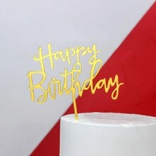1 pieza/5 piezas Decoración para tarta de cumpleaños con Feliz Cumpleaños en color dorado