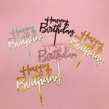 1 pieza/5 piezas Decoración para tarta de cumpleaños con Feliz Cumpleaños en color dorado