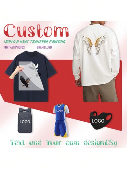 DIY Custom Brand Logo Or Picture Stickers On Clothes Iron On Transfers Heat Transfer DTF Colorful Patch Micro Elastic Wash,Multi-Functional,Durable,Ornamental,Reusable,Exquisite,Stylish