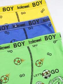 Conjunto de 3 Calzones de algodón para niño, Bonito diseño de balones de futbol GO, multicolor, suaves y comodos. (Los colores se envían al azar) - Multicolor - Ver 4
