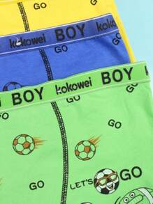 Conjunto de 3 Calzones de algodón para niño, Bonito diseño de balones de futbol GO, multicolor, suaves y comodos. (Los colores se envían al azar) - Multicolor - Ver 8