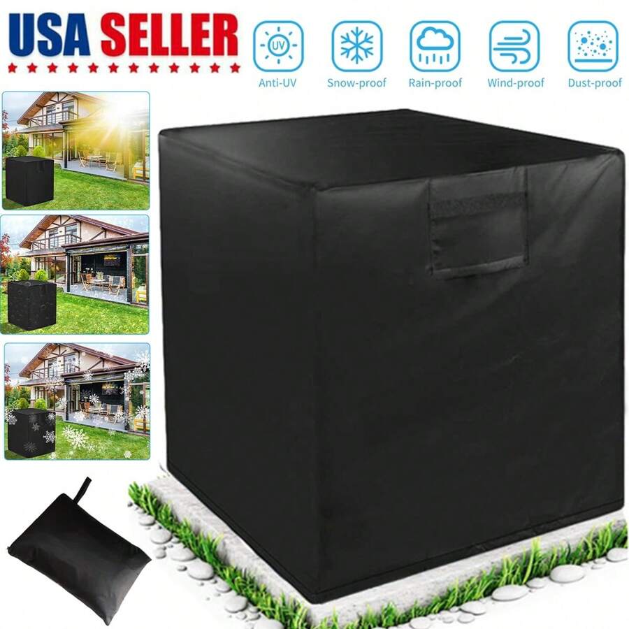 Heavy Duty Air Conditioner Cover Central AC Outdoor Waterproof Protector Square 24 X 24 X 30 Inches - Black - View 1