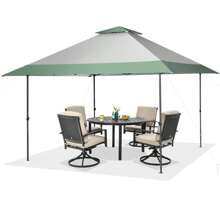 Homasis 13'x13' Outdoor Patio Pop Up Canopy Tent Sun Protection W/ Wheeled Bag Green & Grey