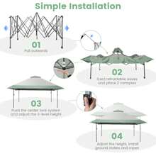 Homasis 13'x13' Outdoor Patio Pop Up Canopy Tent Sun Protection W/ Wheeled Bag Green & Grey