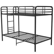 Your Zone Kids Metal Twin Over Twin Quad Bunk Bed With Ladder And Guardrails, Black - 黑色 - 查看 3