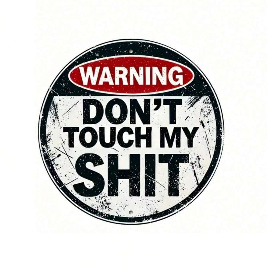 1 个金属警告标志，圆形“别碰我的”有趣创意墙壁艺术装饰，复古风格，适合家庭、房间、餐厅、酒吧、咖啡厅、车库 - 复古金属牌匾 8*8 英寸，圣诞节和新年装饰与礼物 - 彩色 - 查看 1