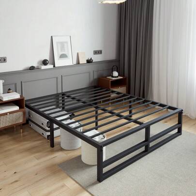 SHA CERLIN Twin|Full|Queen/King Size Metal Bed Frame, 14 Inch Heavy Duty, High Under Bed Platform Storage Space, Steel Slats Support Up To 1000 Lbs, No Box Spring Needed, Mattress Anti-Slip Design, Noise Free, Black * Bed Frame Queen Queen Bed Frame Bed Frame Full Full Size Bed Frame King Size Bed Frame Twin Bed Frame Room Decor Home Decor Christmas Decor Bedroom Decor Valentine Day Decor Storage Living Room Decor Furniture House Decor