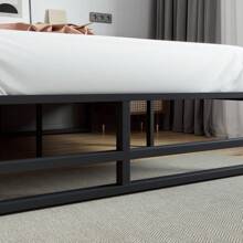 SHA CERLIN Twin|Full|Queen/King Size Metal Bed Frame, 14 Inch Heavy Duty, High Under Bed Platform Storage Space, Steel Slats Support Up To 1000 Lbs, No Box Spring Needed, Mattress Anti-Slip Design, Noise Free, Black * Bed Frame Queen Queen Bed Frame Bed Frame Full Full Size Bed Frame King Size Bed Frame Twin Bed Frame Room Decor Home Decor Christmas Decor Bedroom Decor Valentine Day Decor Storage Living Room Decor Furniture House Decor