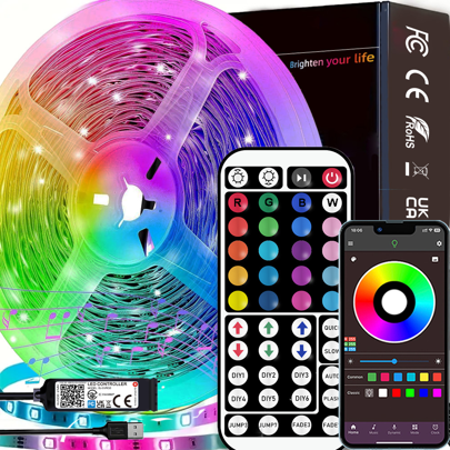 16-100 Feet USB Lights With 44-Key Remote + App Smart Control , Night Light /TV Backlight Lights With Timing RGB Color Changing,LED Strip Lights For Bedroom,Holiday Decoration ,Lights Gifts Home Room Decor Wall Decor Halloween Party