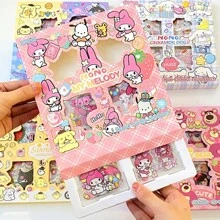 Sanrio 1pc Hello Kitty Sanrio Non-Repeating 100-Piece Sticker Set Cinnamoroll Kuromi Waterproof Stationery Sticker Gift Box Birthday Gift