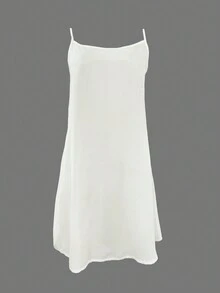 女士休闲优雅蕾丝拼布白衬衫连衣裙搭配吊带裙 2 件套，春夏 - 白色 - 查看 10