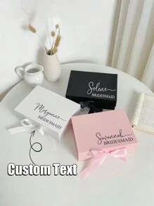 1 Stück personalisierte Geschenkbox für Brautjungfern - stilvolle Papier Vorschlagsgeschenkbox, geeignet als Hochzeitsparty Geschenk, Geburtstagsgeschenk - in Weiß, Schwarz, Pink erhältlich