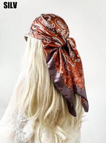 1 件 90 厘米佩斯利图案方形围巾，可作为头巾、头巾或头巾日常使用，头巾、发带、头带非常适合装扮您的外观 - 彩色 - 查看 18