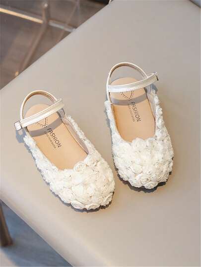 1 Pair Kids Comfortable Fashionable Floral Print Flat Princess Shoes For Girls, Spring