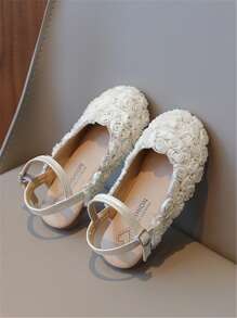 1 双儿童舒适时尚花卉印花平底公主鞋，适合女孩，春季