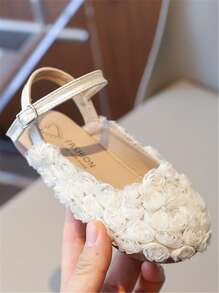 1 双儿童舒适时尚花卉印花平底公主鞋，适合女孩，春季