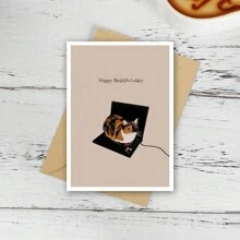 Witzige Geburtstagskarten mit Katzen für Katzenliebhaber, Katze sitzt auf Laptop, Geburtstagskarten, geeignet für alle Anlässe, für Familie und Freunde, Freund, Freundin, jeden