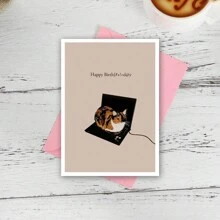 Witzige Geburtstagskarten mit Katzen für Katzenliebhaber, Katze sitzt auf Laptop, Geburtstagskarten, geeignet für alle Anlässe, für Familie und Freunde, Freund, Freundin, jeden