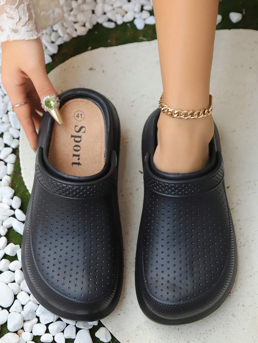 女士厚底拖鞋，韩版时尚夏季厚底包头一脚蹬拖鞋，休闲装，防滑沙滩凉鞋