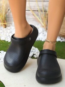 女士厚底拖鞋，韩版时尚夏季厚底包头一脚蹬拖鞋，休闲装，防滑沙滩凉鞋