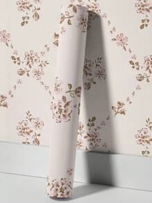 简约花卉植物壁纸，花卉自粘壁纸，即撕即贴壁纸，浅粉色背景壁纸，可移除壁纸，适用于客厅、卧室、墙面、家具翻新装饰贴纸，单片尺寸：17.7 英寸 x 6.5 英尺/9.8 英尺，翻新贴纸可撕下并粘贴在墙板上，壁纸，春季装饰，焕新家居，Rama 装饰贴纸礼品，生日毕业礼物