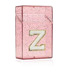 1PC Snowflake Cigarette Case Cigar Tobacco Holder Lighter Storage Box Moisture-Proof And Pressure-Proof Plastic Shiny Cigarette Storage Boxes Embroidered Three-Dimensional Lnitial Letter A To Z Transparent Cigarette Case Ladies Men Gift 20pcs Smoking Accessories - Pink - View 25